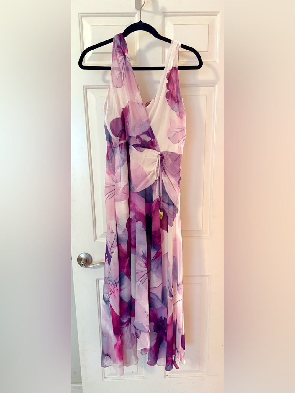 Donna Karan Floral Wrap Maxi Dress in Pink and Purple